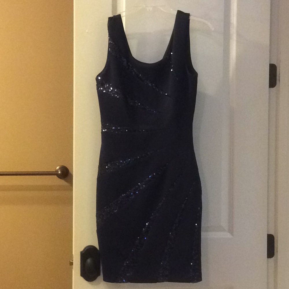 Navy Sequined Party Dress by Guess